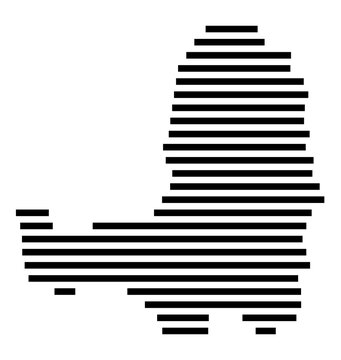 Symbol Map of the city Zarrentin am Schaalsee (Mecklenburg-Vorpommern, Germany) showing the area of the city with just a few black horizontal lines