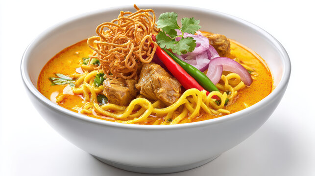thai khao soi gai chicken curry noodles dish