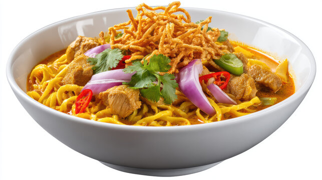 thai khao soi gai chicken curry noodles dish
