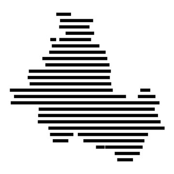Symbol Map of the city Hainichen (Sachsen, Germany) showing the area of the city with just a few black horizontal lines