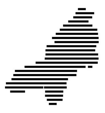 Symbol Map of the city Rochlitz (Sachsen, Germany) showing the area of the city with just a few black horizontal lines