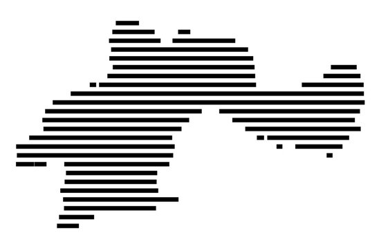 Symbol Map of the city Arnstein (Sachsen-Anhalt, Germany) showing the area of the city with just a few black horizontal lines