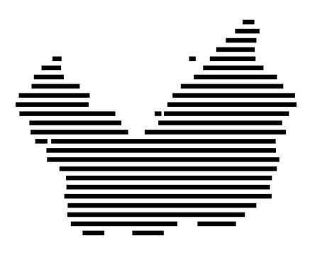 Symbol Map of the city Gro&szlig;breitenbach (Th&uuml;ringen, Germany) showing the area of the city with just a few black horizontal lines