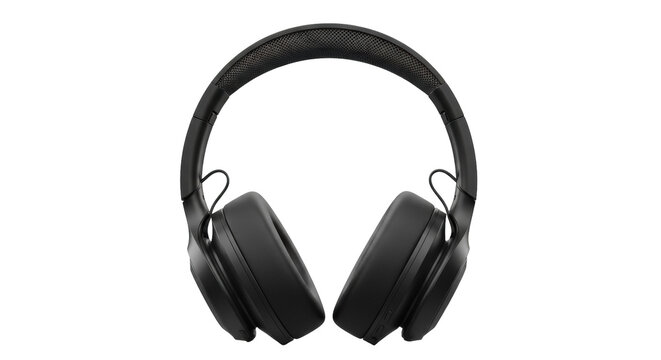 Black over-ear headphones isolated PNG, wireless audio device for music listening and communication on transparent background