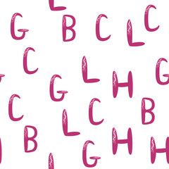ABC seamless pattern in simple cartoon style. Cute alphabet print - hand drawn childish seamless pattern design. Digital paper. © MichiruKayo
