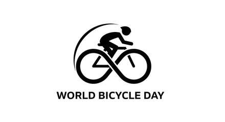 Fototapeta premium World bicycle day logo featuring a cyclist in motion