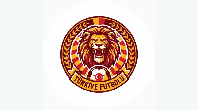 The emblem of the Turkish Football Federation featuring a roaring lion and a soccer ball.