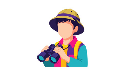 Young explorer with binoculars and safari hat, ready for adventure © JSTYLO