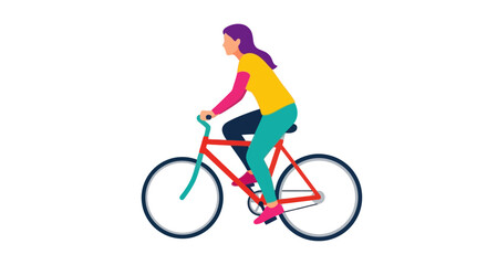 Naklejka premium Woman Cycling on Bicycle, Active Lifestyle, Vector Illustration