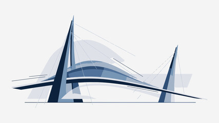 Modern Abstract Bridge Design with Cables illustration