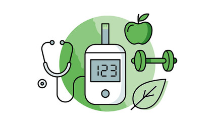 Diabetes Management Icons Healthy Lifestyle Concept vector illustration