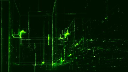 Fototapeta premium Futuristic digital space – dynamic perspective, virtual reality, endless possibilities, network infrastructure, vision, technology, connectivity, science fiction, internet, cyberworld, green