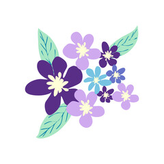 Fototapeta premium Wild and garden flowers, leaves. Modern vector botanical illustrations, hand drawn floral design elements