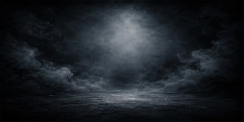 Dramatic dark storm clouds swirl across the night sky in a moody monochrome texture of overcast weather and heavy motion © MdShakibAhamed