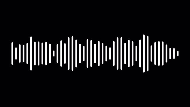 waveform audio spectrum with transparent background, sound waveform spectrum animation, sound wave visualization, waveform loop, sound equealizer in 4k.
