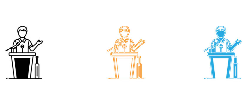 Public speaker at a podium with microphone