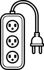 Obraz premium Minimalist Illustration of a Three-Socket Power Strip with Plug Cord