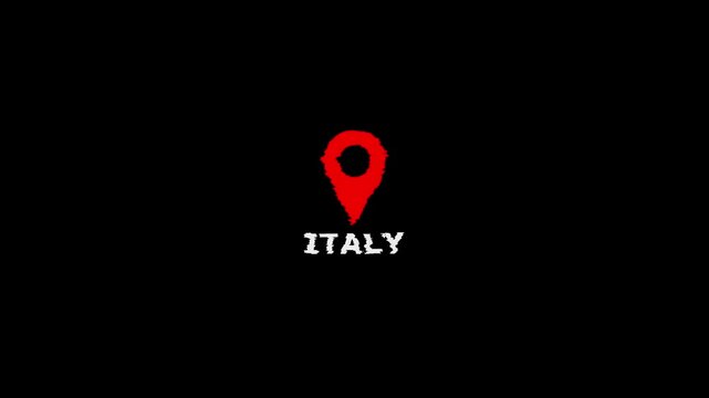 Location Italy Map Pin on Black Background with White Text location map pin geography