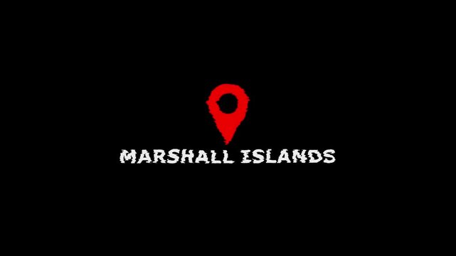 Marshall Islands Location Map Marker with Text on Black Background location pin red black background