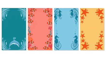 Oceanic Border Designs: Dolphin, Clownfish, Seahorse, Starfish © AR99