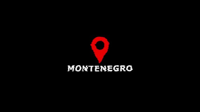 Montenegro Location Map Marker Red Pin Pointing Destination Travel Tourism