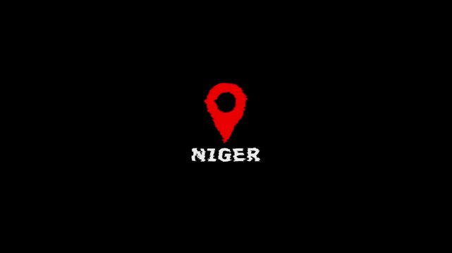 Location marker with Niger text on black background map pointer pin