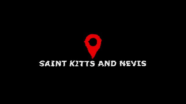 Saint Kitts and Nevis Map Location Marker map pin red black background text overlay