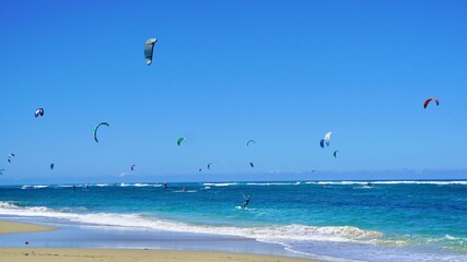 kite surfing on Kite beach, Cabarete, Dominican Repbulic