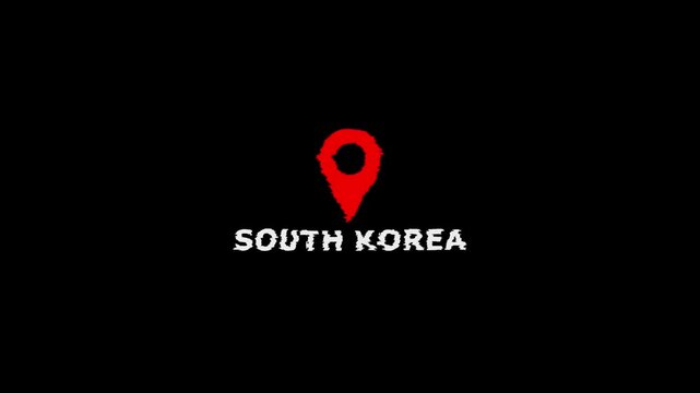 South Korea Location Map Marker Red Black Background Travel Tourism