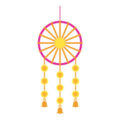 Obraz premium Diwali celebration: hanging decoration with flowers