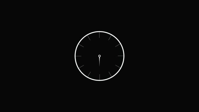 White Outline Clock Face on Black Background