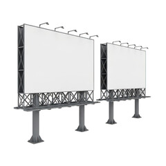 Obraz premium Modern multi-screen digital advertising display setup on urban street poles