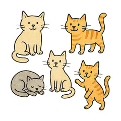 Fototapeta premium PNG Charming cartoon cats illustration.