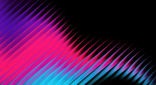 Grainy abstract gradient pattern with vibrant pink and blue stripes creating dynamic diagonal motion effect on black background