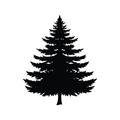 Obraz premium a pine tree silhouette vector illustration, black and white tree with branches silhouette vector illustration