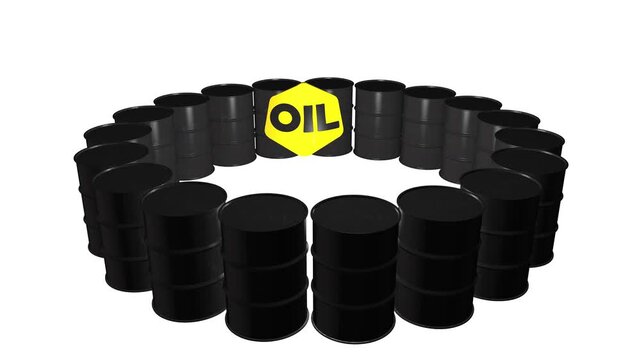A Crude Oil Barrels Production Storage Rotating Animation