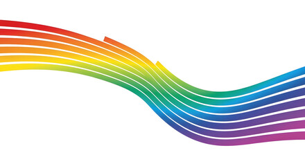 A vibrant rainbow colored wave on a white background