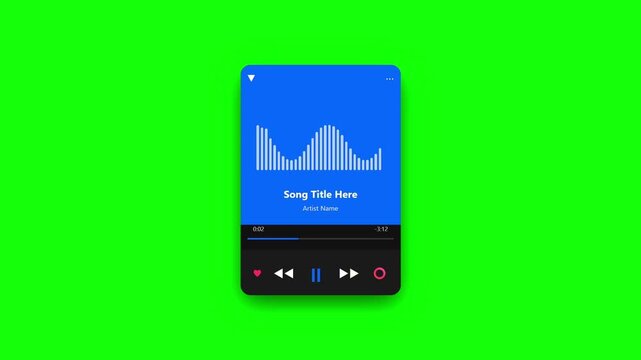 Pixelated Animation Depicting Music Player Interface on Smartphone with Vibrant Green Background