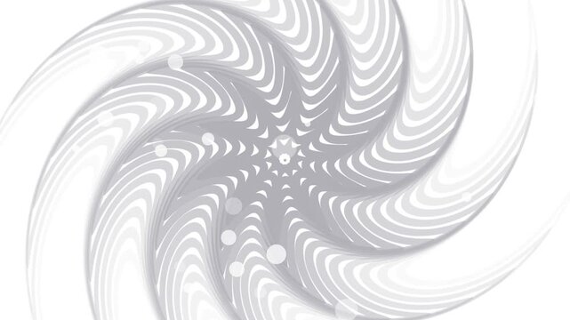 Abstract swirling spiral pattern with concentric curved shapes and circular dots background animation, soft gradients dynamic vortex design