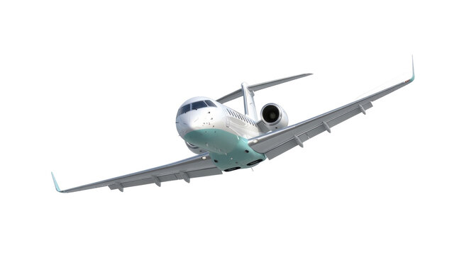 Modern private jet PNG isolated on transparent background, luxury business aviation for travel and transportation, executive aircraft
