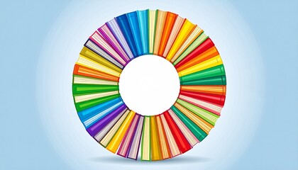 Obraz premium Rainbow circle of colorful books vector illustration vibrant education design