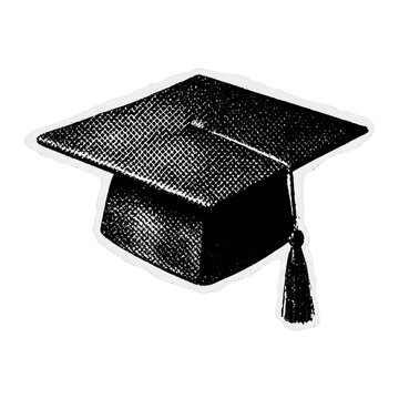 PNG Vintage graduation cap illustration.