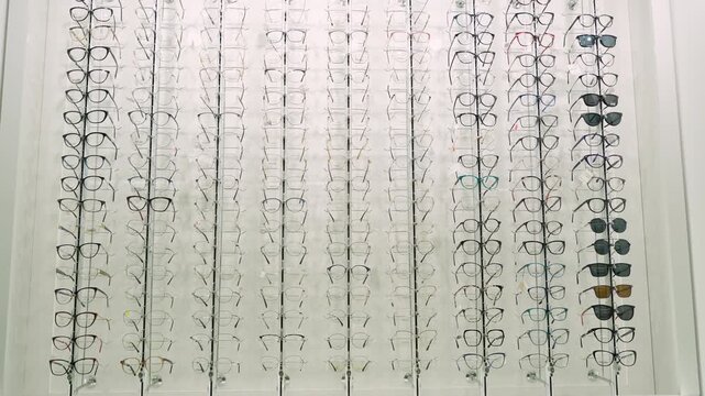 Optical store eyeglasses display and sunglasses collection