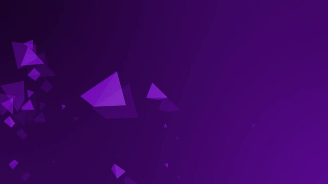 Abstract gradient background with scattered translucent triangular confetti on left animation, modern geometric design