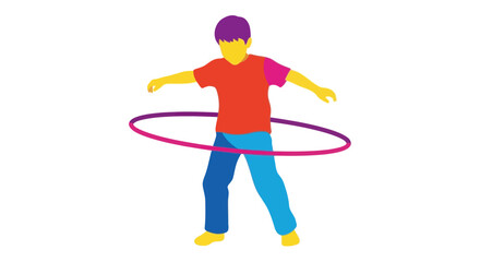 Fototapeta premium Child Spinning Hula Hoop, Active Play, Healthy Lifestyle, Isolated on White