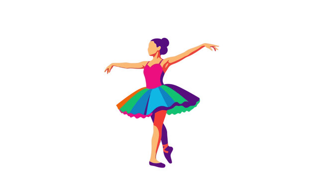 Ballet Dancer in Colorful Tutu - Dynamic Pose, WPAP Style