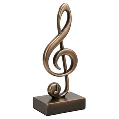 Obraz premium A stylized treble clef music note sculpture with a round base and a ball at the end.