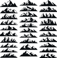 Fototapeta premium Large collection of mountain silhouette graphics