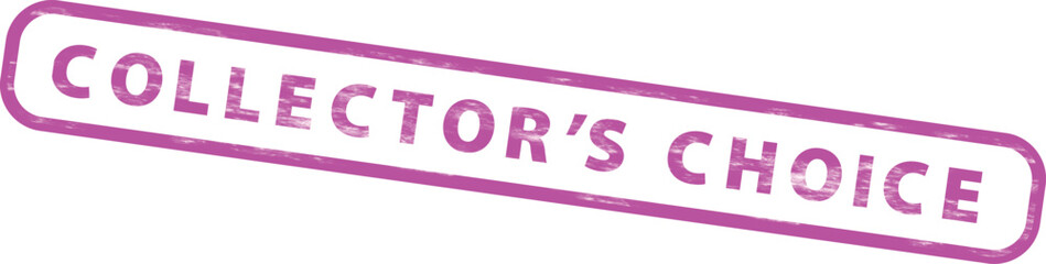 Vibrant purple collectors choice stamp on a clean white surface with bright lighting conditions