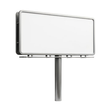 Large billboard standing on a metal pole in an outdoor setting